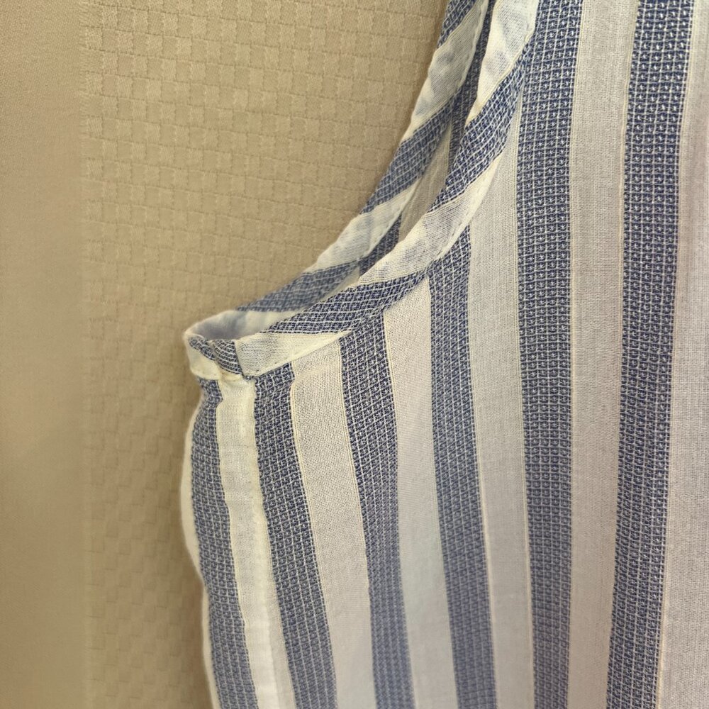 Bella Dahl Ruffle Neck Stripe Blue/White Tank Top Sleeveless Sz L - Picture 10 of 12